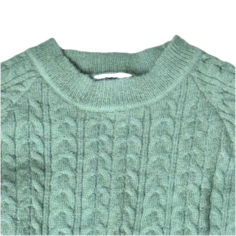 Green Cable Knit Long Sleeve Sweater Dress‎ Women's Size Medium